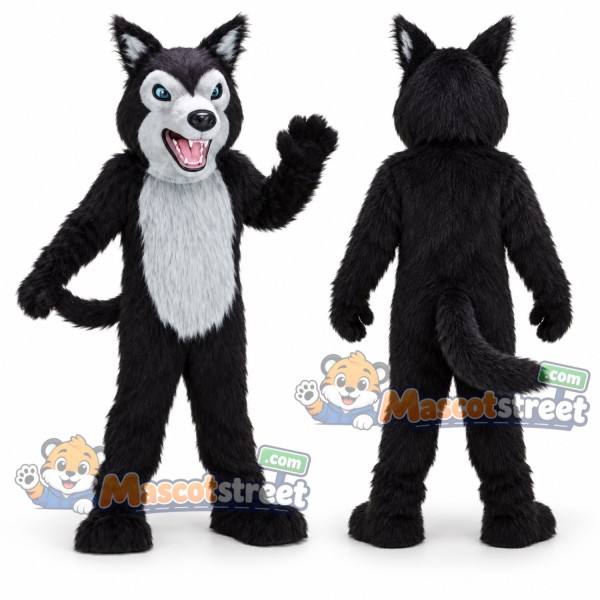 Black and White Wolf Mascot Costume