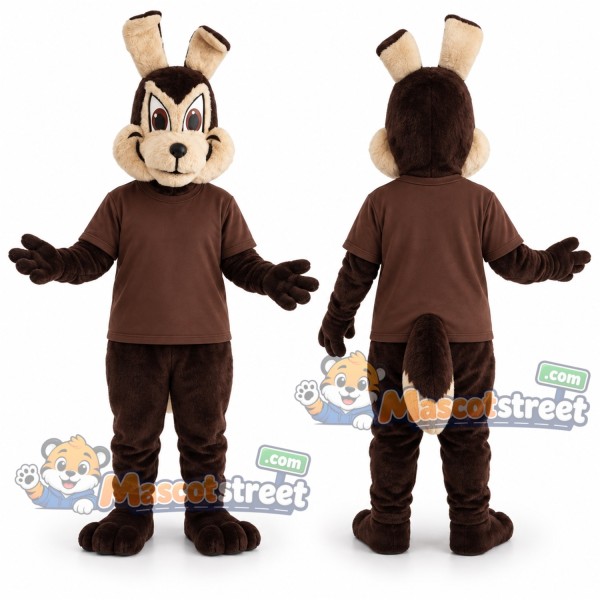 Brown Wolf Mascot Costume with Brown Shirt