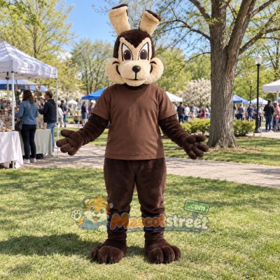 Brown Wolf Mascot Costume with Brown Shirt Brown Wolf Mascot Costume with Brown Shirt