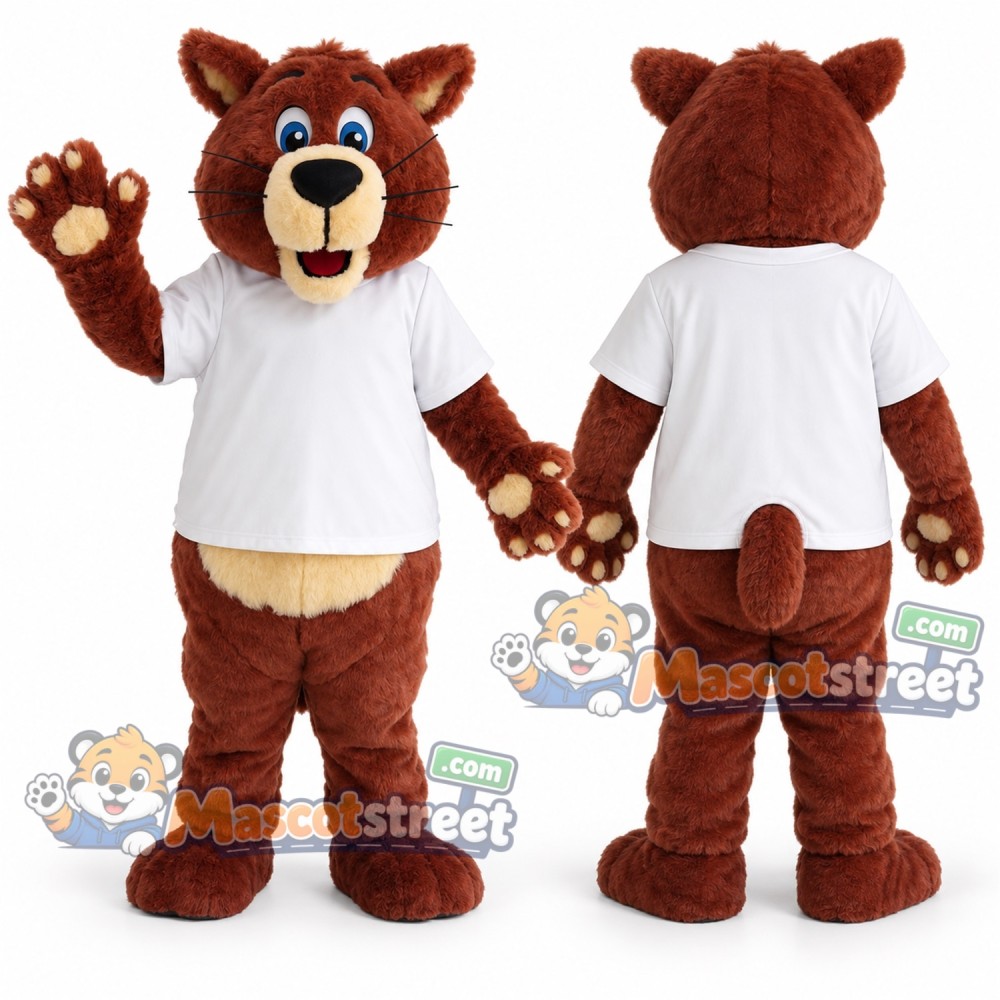 Brown Bear Mascot Costume with White Shirt