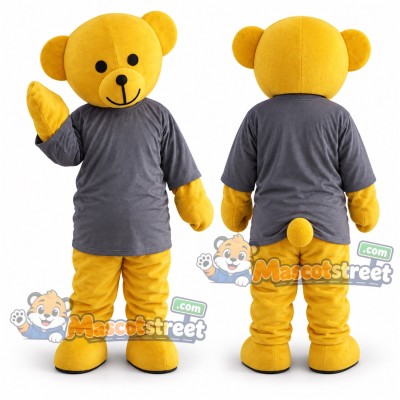 Yellow Bear Mascot Costume with Gray Shirt Yellow Bear Mascot Costume with Gray Shirt