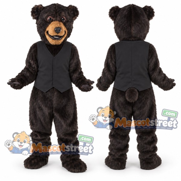 Black Bear Mascot Costume with Black Vest