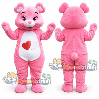 Pink Heart Bear Mascot Costume Pink Heart Bear Mascot Costume