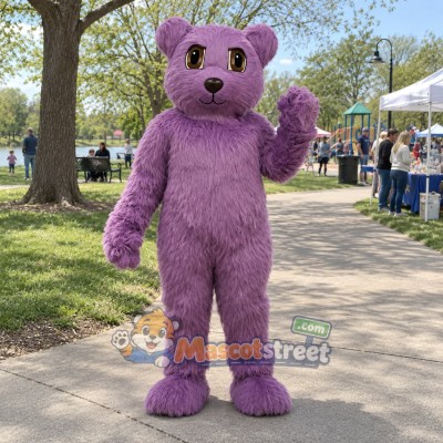 Purple Bear Mascot Costume