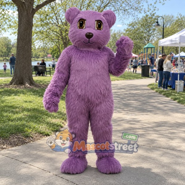 Purple Bear Mascot Costume