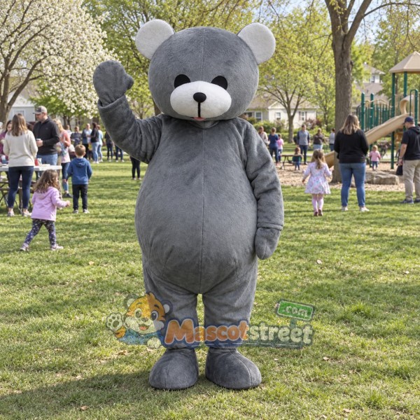 Gray Bear Mascot Costume