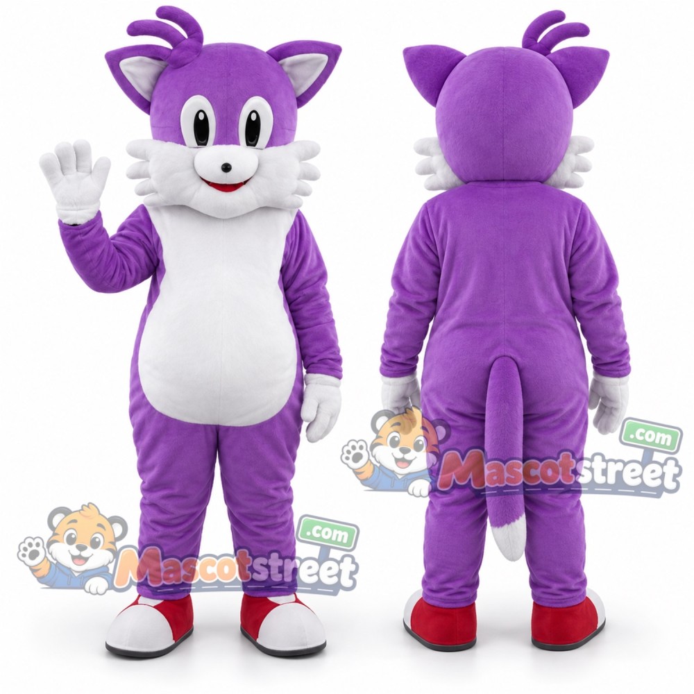 Purple Cat Mascot Costume Purple Cat Mascot Costume