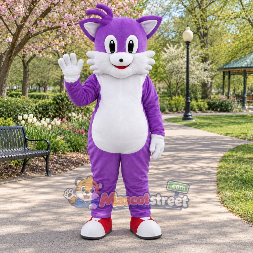Purple Cat Mascot Costume Purple Cat Mascot Costume