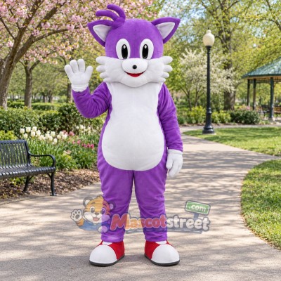 Purple Cat Mascot Costume Purple Cat Mascot Costume