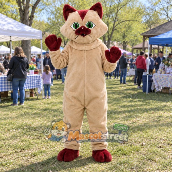 Cream Siamese Cat Mascot Costume
