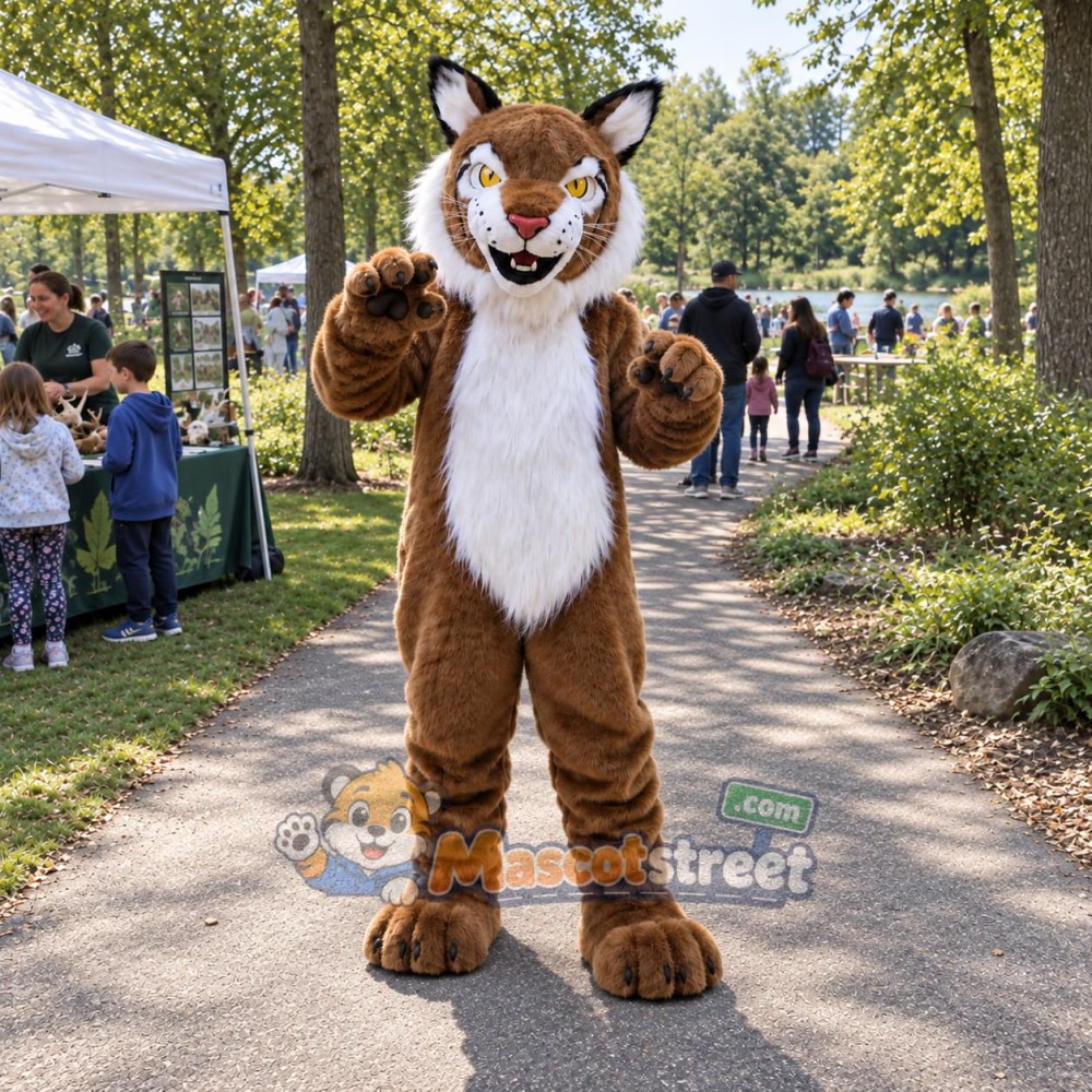 Brown Bobcat Mascot Costume Brown Bobcat Mascot Costume
