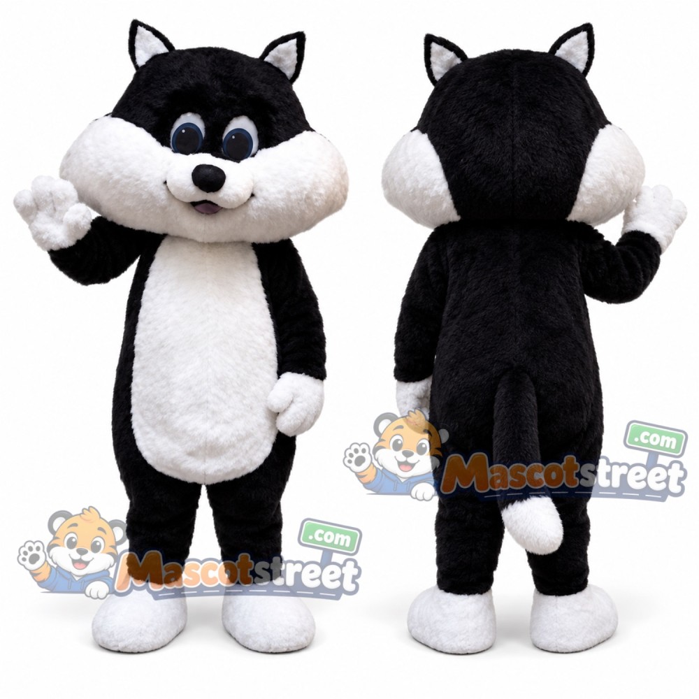 Black and White Cat Mascot Costume Black and White Cat Mascot Costume