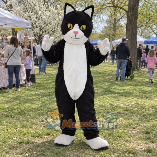Black and White Cat Mascot Costume