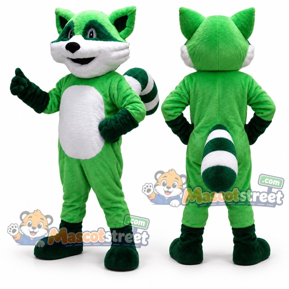 Green Raccoon Mascot Costume Green Raccoon Mascot Costume