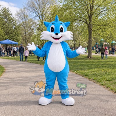 Blue and White Cat Mascot Costume Blue and White Cat Mascot Costume