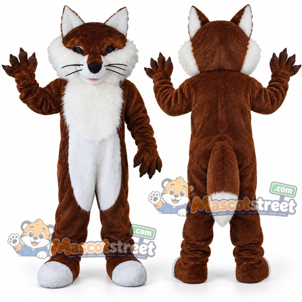 Brown and White Fox Mascot Costume Brown and White Fox Mascot Costume