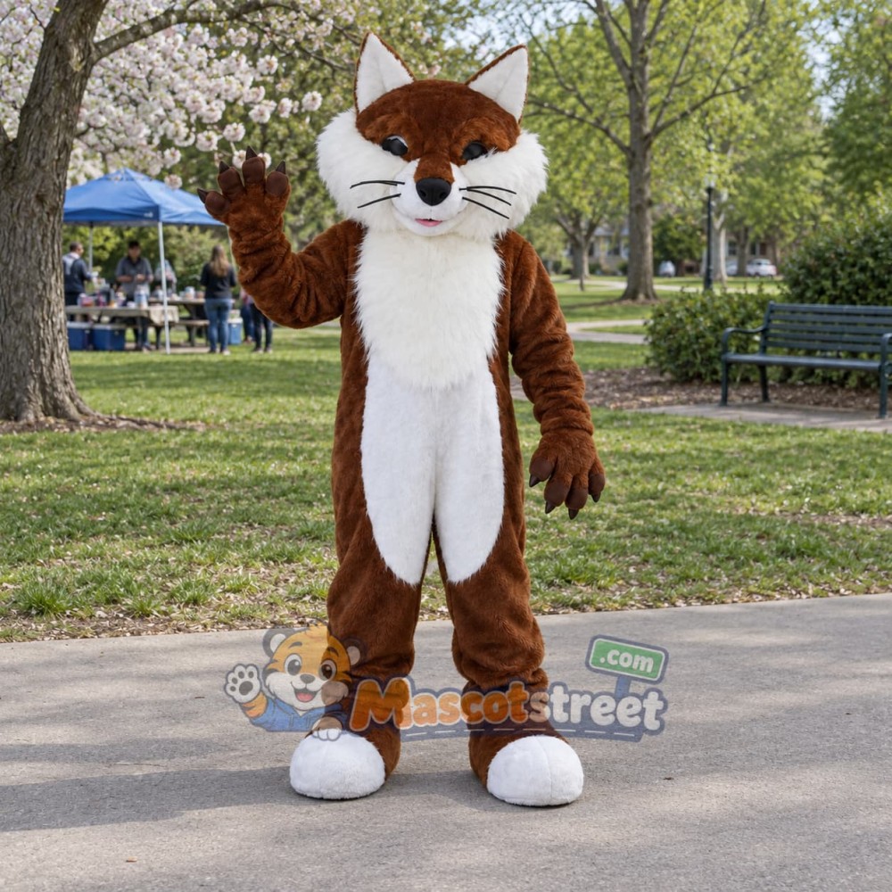 Brown and White Fox Mascot Costume Brown and White Fox Mascot Costume