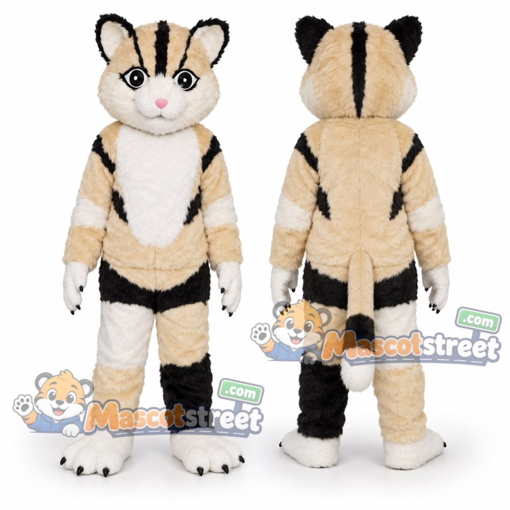Cream Striped Cat Mascot Costume
