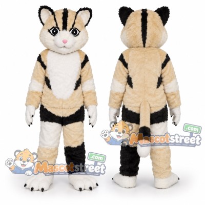 Cream Striped Cat Mascot Costume
