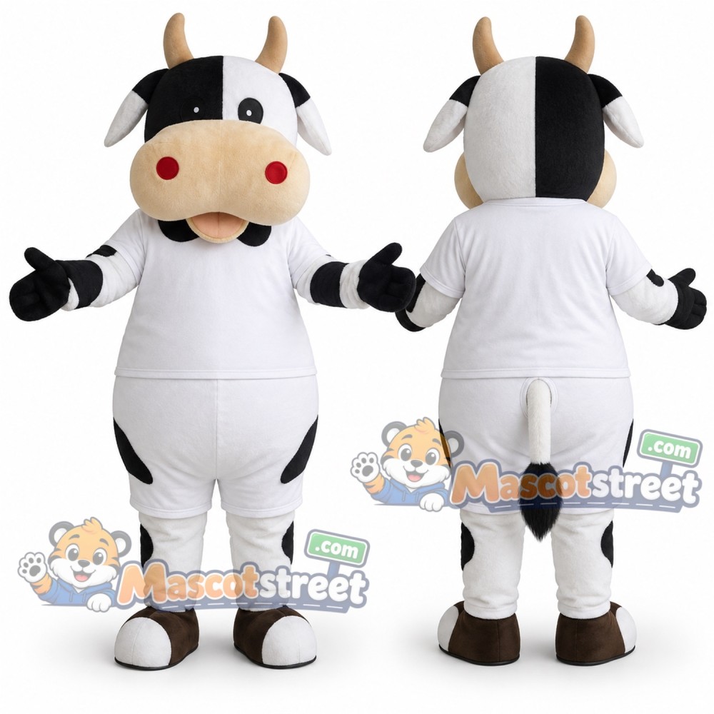 Black and White Cow Mascot Costume