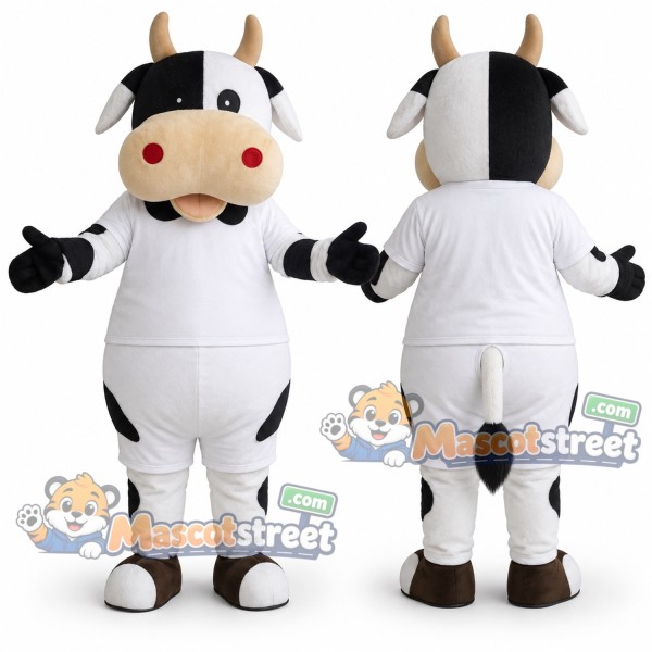 Black and White Cow Mascot Costume