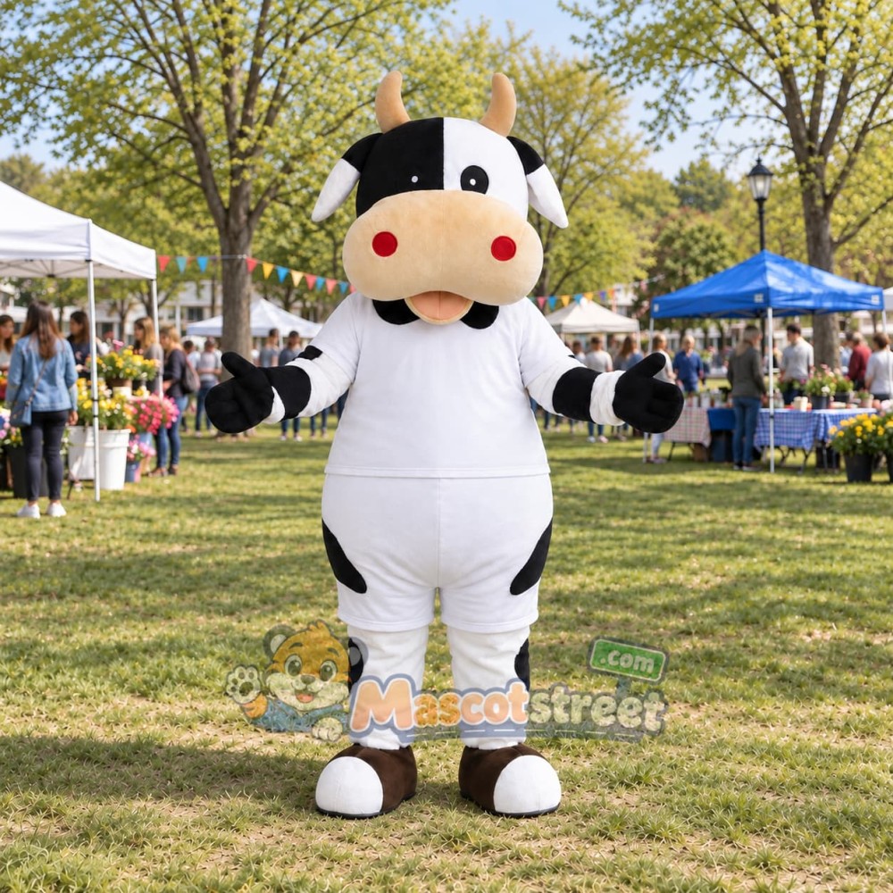 Black and White Cow Mascot Costume