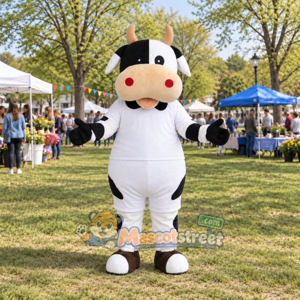 Black and White Cow Mascot Costume
