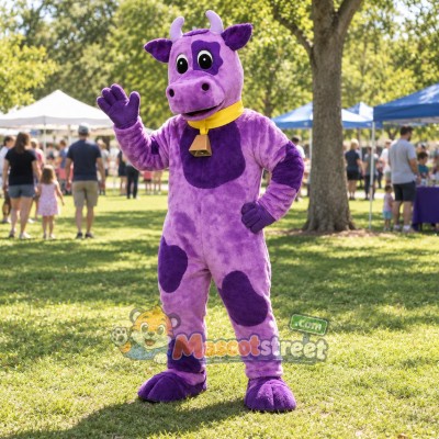Purple Cow Mascot Costume