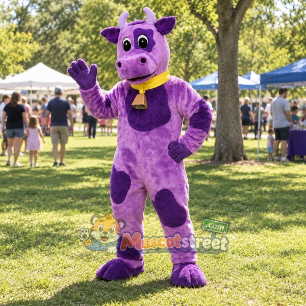 Purple Cow Mascot Costume