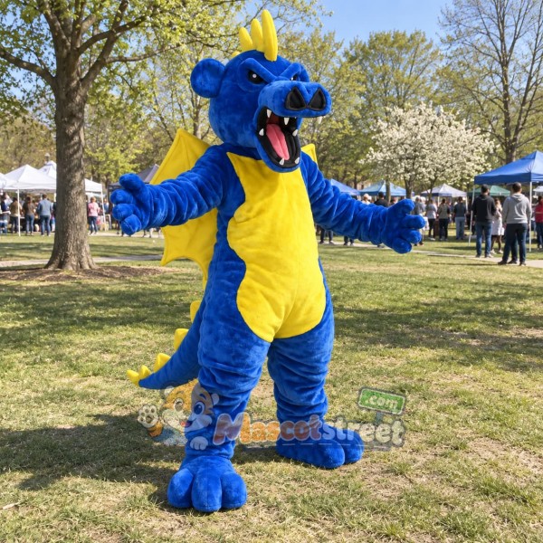 Blue and Yellow Dragon Mascot Costume