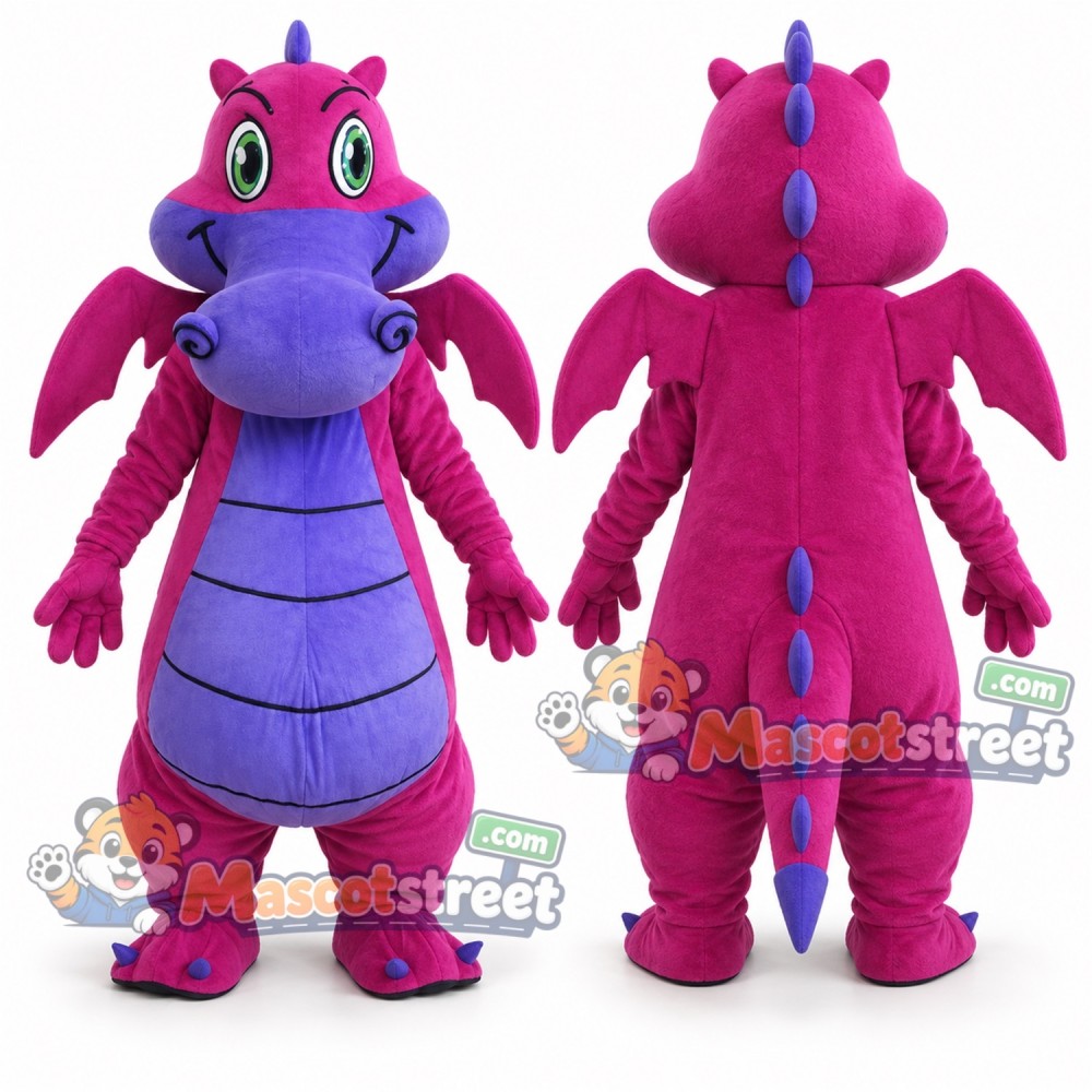 Pink and Purple Dragon Mascot Costume Pink and Purple Dragon Mascot Costume