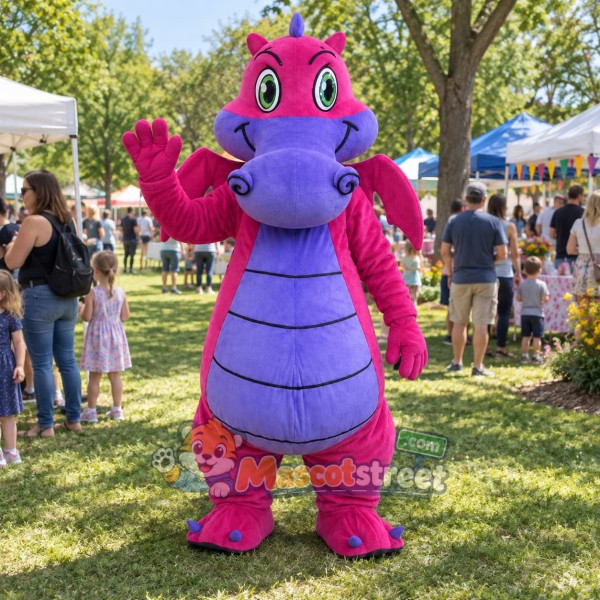 Pink and Purple Dragon Mascot Costume