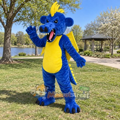 Blue and Yellow Dragon Mascot Costume Blue and Yellow Dragon Mascot Costume