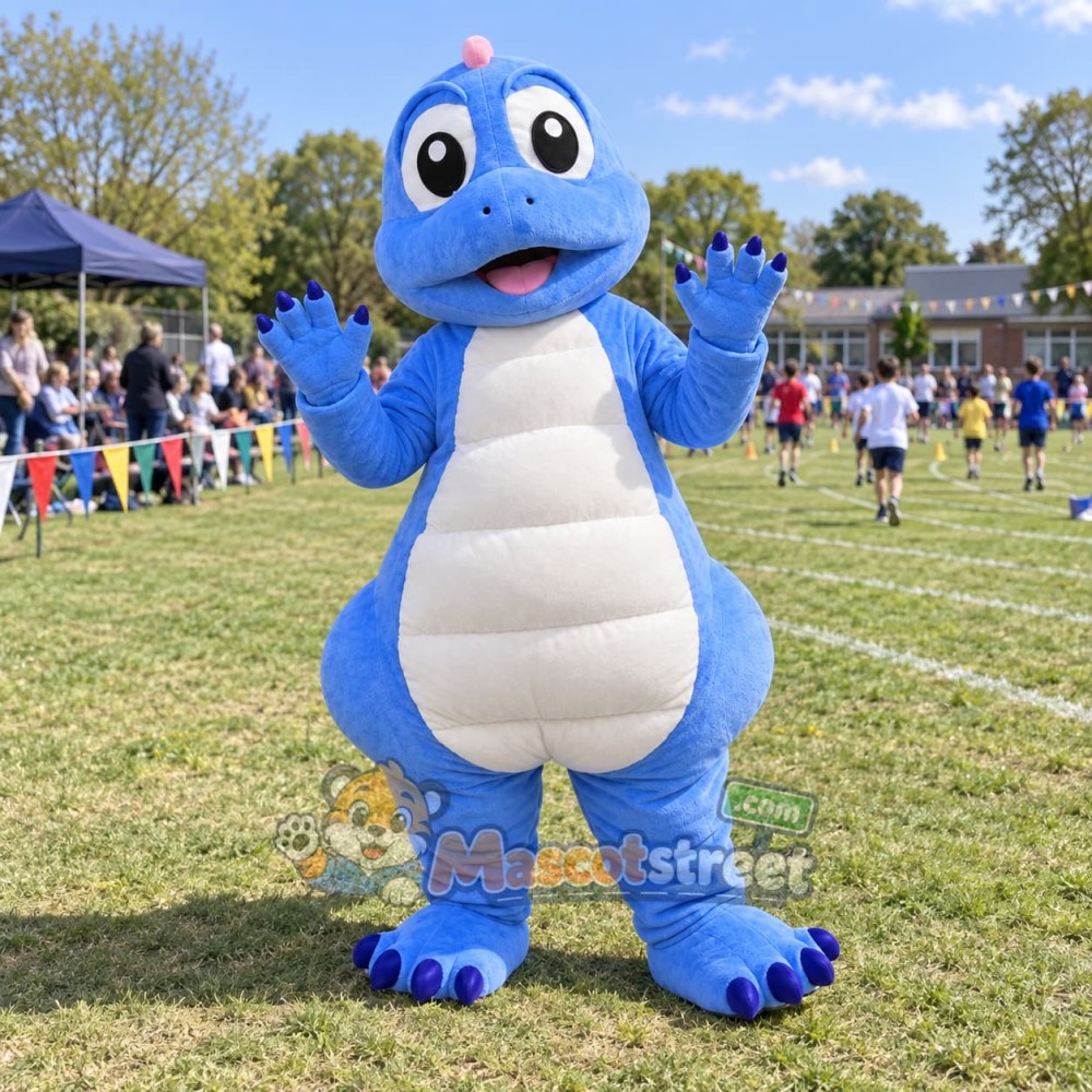 Blue Dinosaur Mascot Costume Blue Dinosaur Mascot Costume