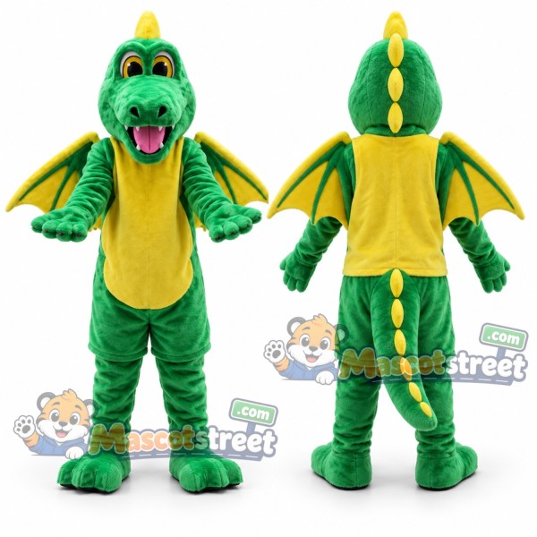 Green and Yellow Dragon Mascot Costume