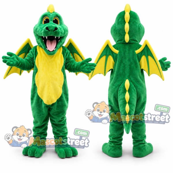 Green and Yellow Dragon Mascot Costume