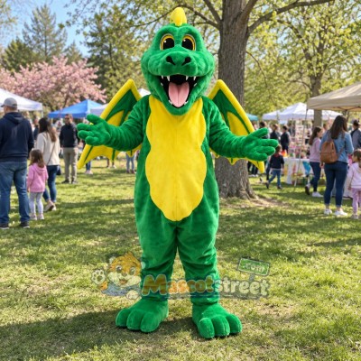 Green and Yellow Dragon Mascot Costume