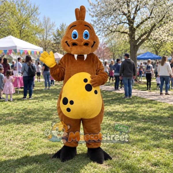 Brown Dinosaur Mascot Costume