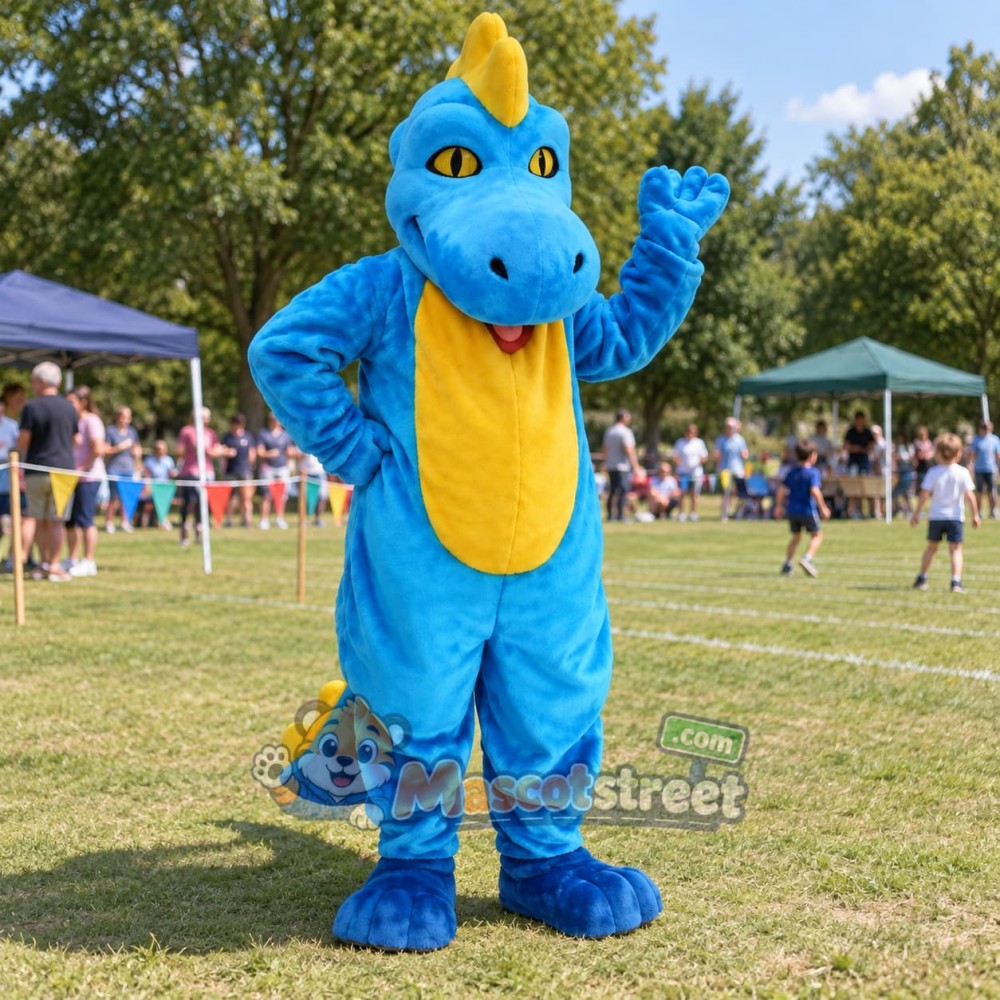 Blue Dinosaur Mascot Costume Blue Dinosaur Mascot Costume
