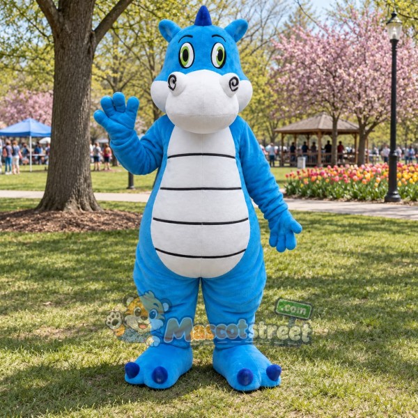 Blue and White Dragon Mascot Costume