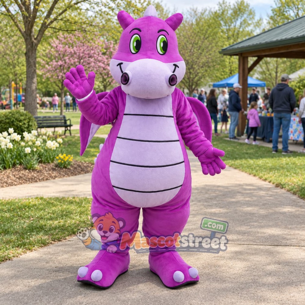 Purple Dragon Mascot Costume Purple Dragon Mascot Costume