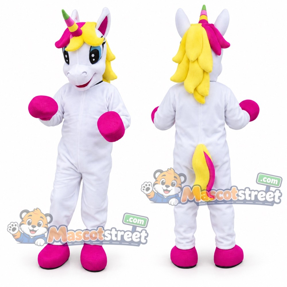 White Unicorn Mascot Costume White Unicorn Mascot Costume