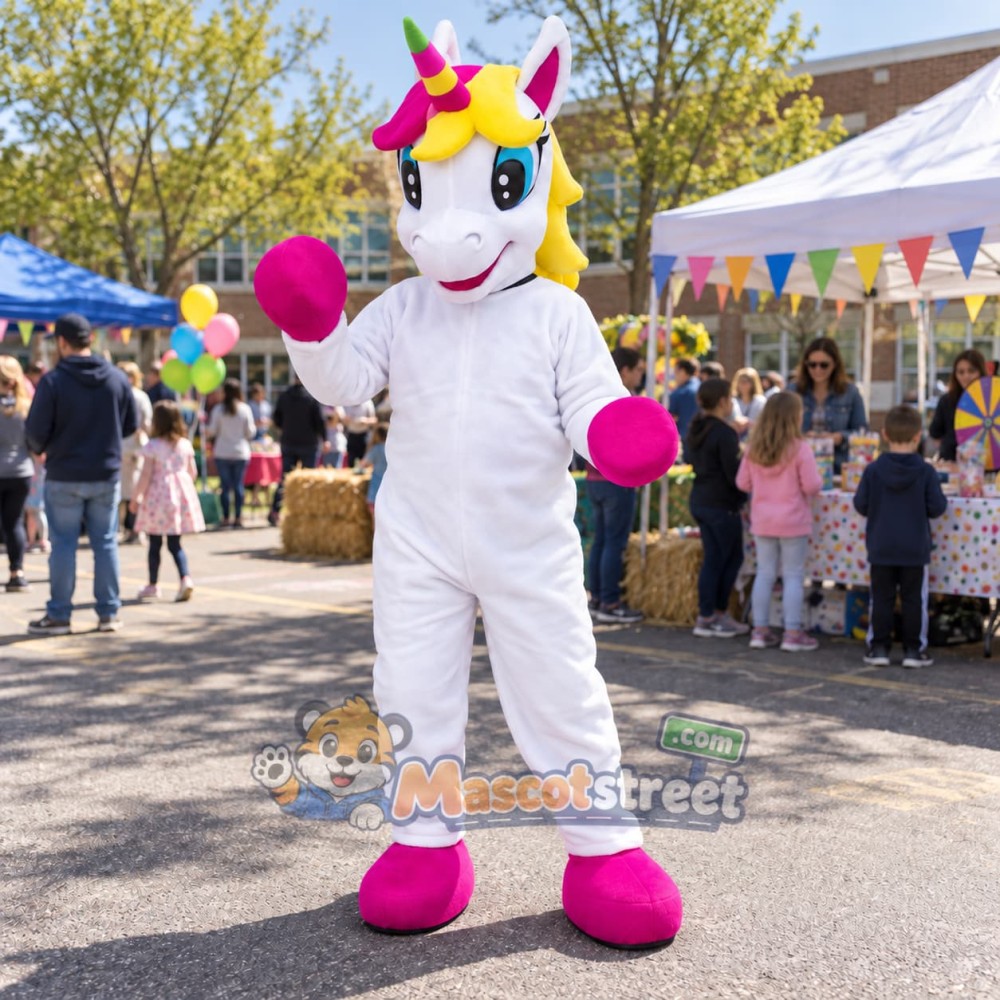 White Unicorn Mascot Costume White Unicorn Mascot Costume