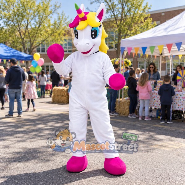 White Unicorn Mascot Costume
