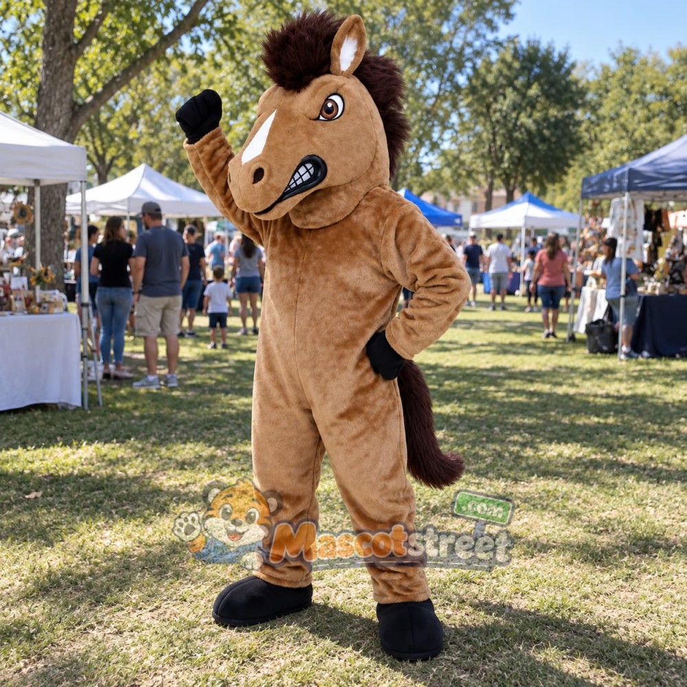 Brown Mustang Mascot Costume Brown Mustang Mascot Costume
