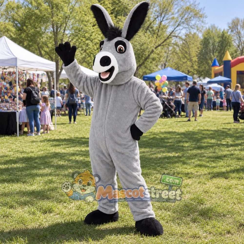 Gray Donkey Mascot Costume Gray Donkey Mascot Costume