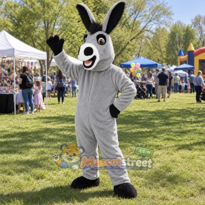 Gray Donkey Mascot Costume Gray Donkey Mascot Costume
