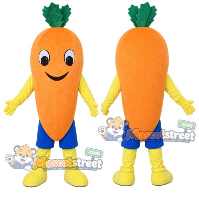 Orange Carrot Mascot Costume with Blue Shorts Orange Carrot Mascot Costume with Blue Shorts