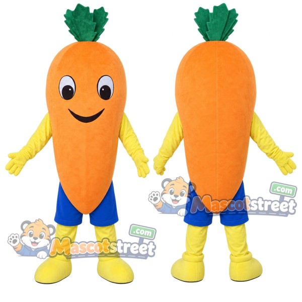 Orange Carrot Mascot Costume with Blue Shorts