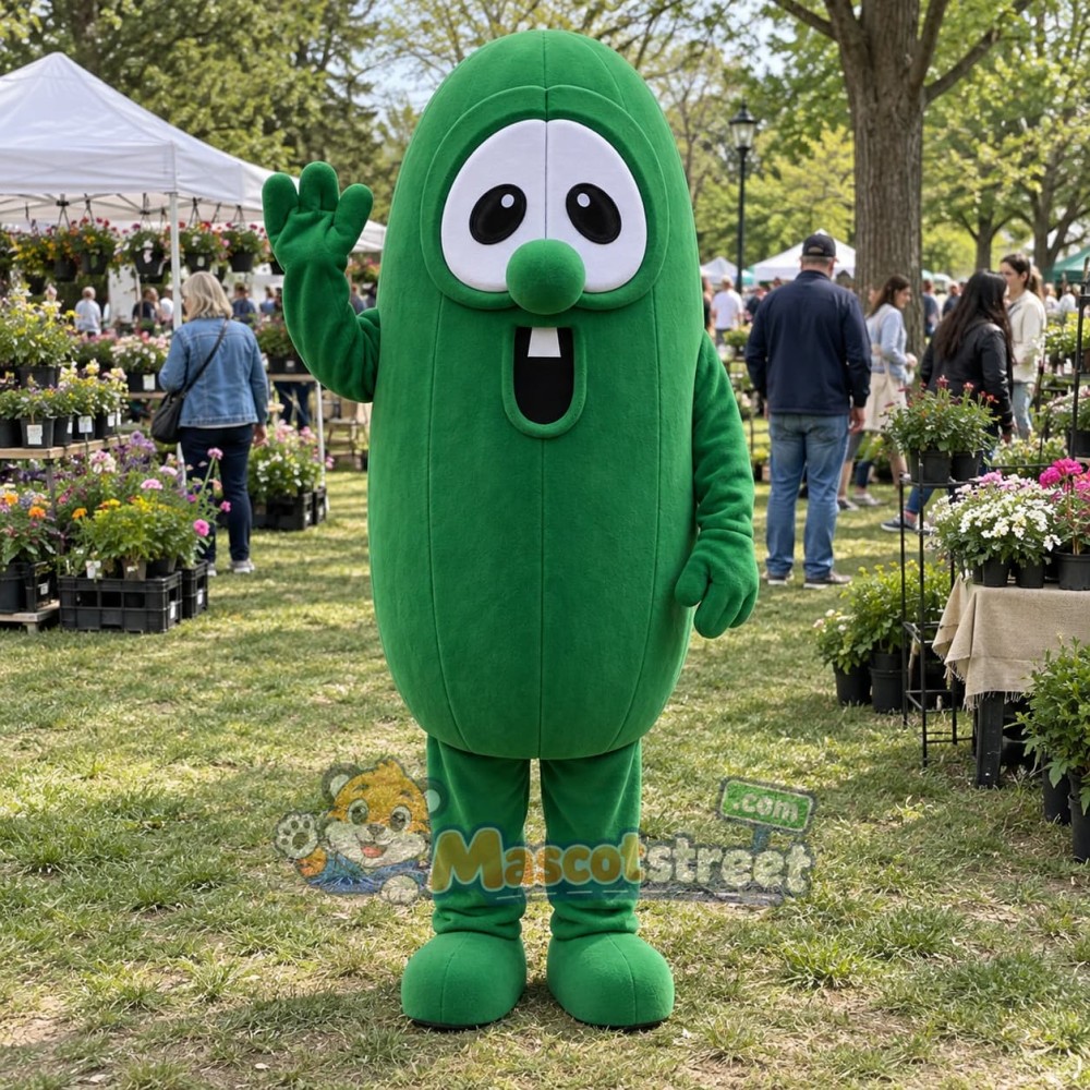 Green Cucumber Mascot Costume Green Cucumber Mascot Costume